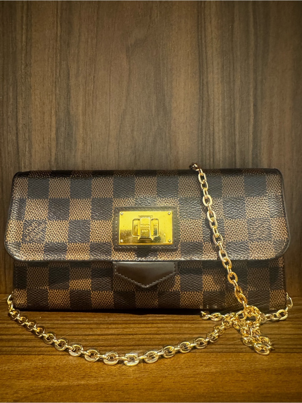 Louis Vuitton Brown Damier Ebene Chain Crossbody